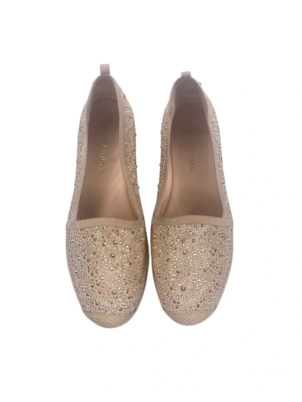 Stuart Weitzman ☀︎︎ Rockon Stud Flat Espadrilles ☀︎︎ Natural Gold Leather ☀︎︎ 9M